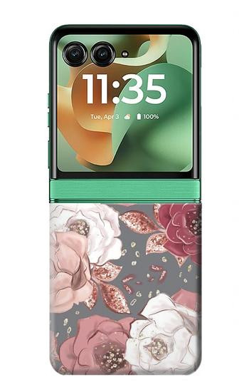 S3716 Rose Floral Pattern Hülle Schutzhülle Taschen für Motorola Razr 70+,60+, Razr+ (2026, 2025, 2024)