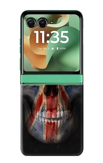S3848 United Kingdom Flag Skull Hülle Schutzhülle Taschen für Motorola Razr 70+,60+, Razr+ (2026, 2025, 2024)