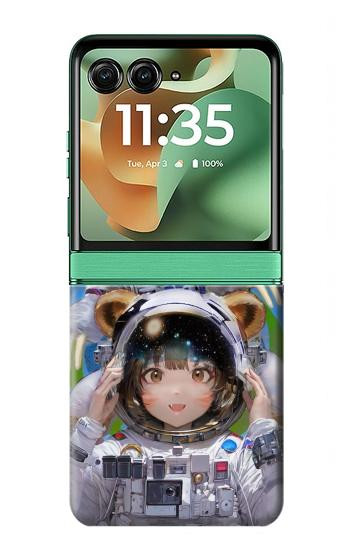 S3915 Raccoon Girl Baby Sloth Astronaut Suit Hülle Schutzhülle Taschen für Motorola Razr 70+,60+, Razr+ (2026, 2025, 2024)