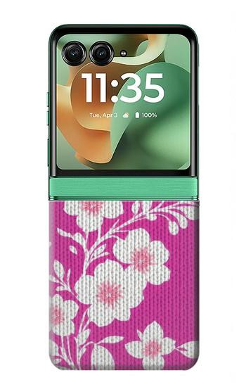 S3924 Cherry Blossom Pink Background Hülle Schutzhülle Taschen für Motorola Razr 70+,60+, Razr+ (2026, 2025, 2024)