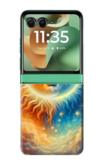 S3966 Artistic Sun Moon Hülle Schutzhülle Taschen für Motorola Razr 70+,60+, Razr+ (2026, 2025, 2024)