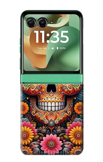S3999 Mexican Skull Painting Hülle Schutzhülle Taschen für Motorola Razr 70+,60+, Razr+ (2026, 2025, 2024)