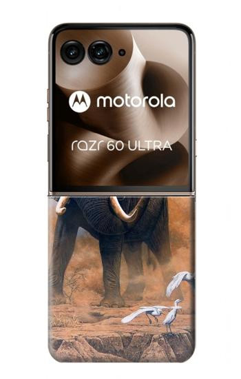 S1292 Dusty Elephant Egrets Hülle Schutzhülle Taschen für Motorola Razr 60 Ultra, Razr Ultra 2025