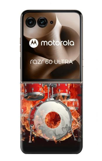 S1431 Skull Drum Fire Rock Hülle Schutzhülle Taschen für Motorola Razr 60 Ultra, Razr Ultra 2025