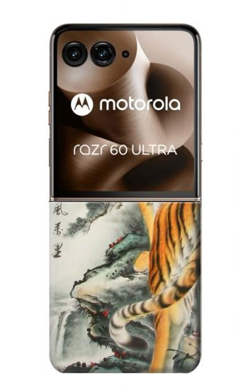 S1934 Chinese Tiger Painting Hülle Schutzhülle Taschen für Motorola Razr 70 Ultra, 60 Ultra, 50 Ultra, Ultra 2026, Ultra 2025