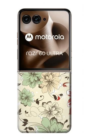 S2179 Flower Floral Vintage Art Pattern Hülle Schutzhülle Taschen für Motorola Razr 70 Ultra, 60 Ultra, 50 Ultra, Ultra 2026, Ultra 2025