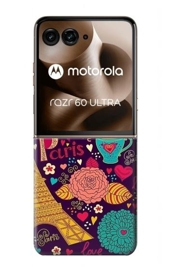 S2353 Paris Cartoon Vintage Pattern Hülle Schutzhülle Taschen für Motorola Razr 70 Ultra, 60 Ultra, 50 Ultra, Ultra 2026, Ultra 2025