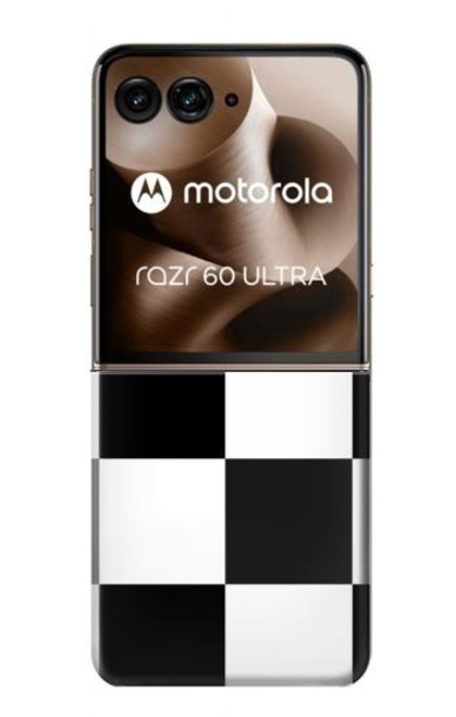 S2492 Black and White Check Hülle Schutzhülle Taschen für Motorola Razr 60 Ultra, Razr Ultra 2025