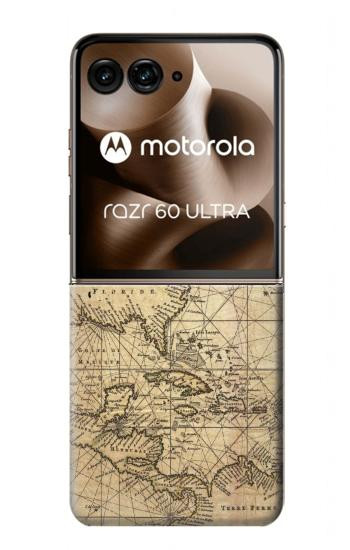 S2506 Exploration North America Map Hülle Schutzhülle Taschen für Motorola Razr 60 Ultra, Razr Ultra 2025