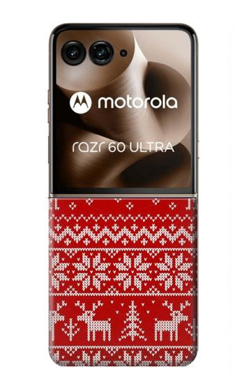 S2835 Christmas Reindeer Knitted Pattern Hülle Schutzhülle Taschen für Motorola Razr 70 Ultra, 60 Ultra, 50 Ultra, Ultra 2026, Ultra 2025