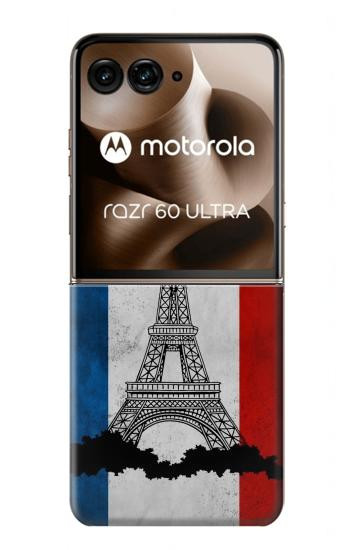 S2859 Vintage France Flag Eiffel Tower Hülle Schutzhülle Taschen für Motorola Razr 70 Ultra, 60 Ultra, 50 Ultra, Ultra 2026, Ultra 2025