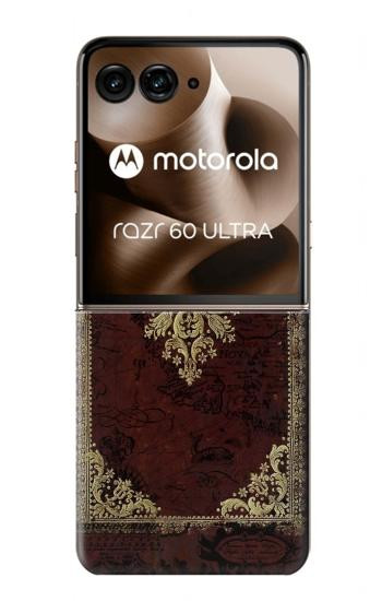 S3014 Vintage Map Book Cover Hülle Schutzhülle Taschen für Motorola Razr 70 Ultra, 60 Ultra, 50 Ultra, Ultra 2026, Ultra 2025