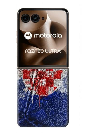 S3313 Croatia Flag Vintage Football Graphic Hülle Schutzhülle Taschen für Motorola Razr 70 Ultra, 60 Ultra, 50 Ultra, Ultra 2026, Ultra 2025