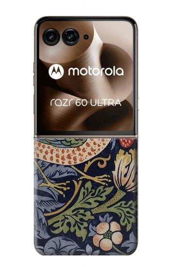 S3791 William Morris Strawberry Thief Fabric Hülle Schutzhülle Taschen für Motorola Razr 70 Ultra, 60 Ultra, 50 Ultra, Ultra 2026, Ultra 2025