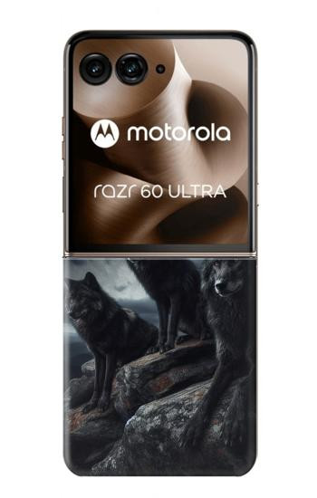 S3970 Black Wolf Full Moon Hülle Schutzhülle Taschen für Motorola Razr 70 Ultra, 60 Ultra, 50 Ultra, Ultra 2026, Ultra 2025