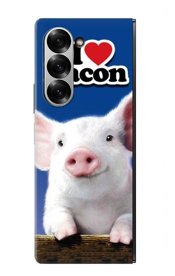 S0608 I Love Bacon Cute Baby Pig Hülle Schutzhülle Taschen für Samsung Galaxy Z Fold 7