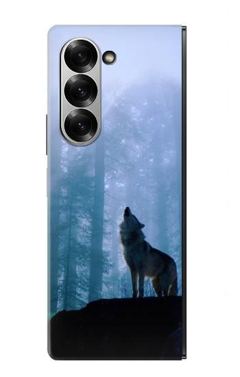 S0935 Wolf Howling in Forest Hülle Schutzhülle Taschen für Samsung Galaxy Z Fold 7
