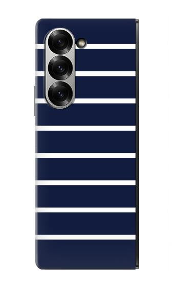S2767 Navy White Striped Hülle Schutzhülle Taschen für Samsung Galaxy Z Fold 7