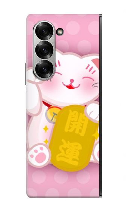 S3025 Pink Maneki Neko Lucky Cat Hülle Schutzhülle Taschen für Samsung Galaxy Z Fold 7