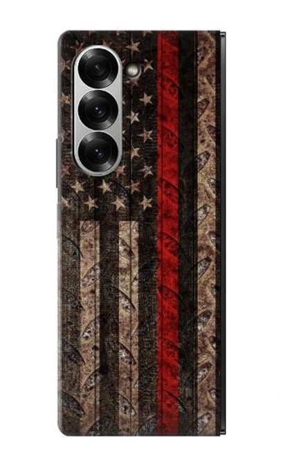 S3804 Fire Fighter Metal Red Line Flag Graphic Hülle Schutzhülle Taschen für Samsung Galaxy Z Fold 7