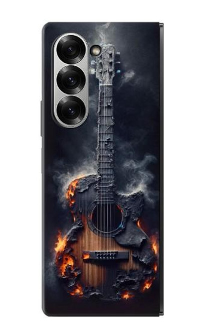 S3972 Burned Acoustic Guitar Graphic Hülle Schutzhülle Taschen für Samsung Galaxy Z Fold 7