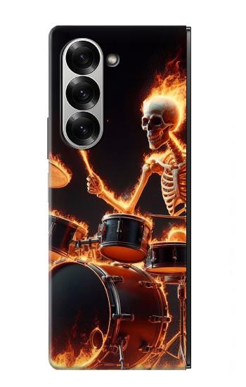 S3985 Fire Skull Drummer Hülle Schutzhülle Taschen für Samsung Galaxy Z Fold 7