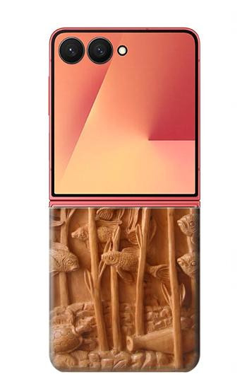 S1307 Fish Wood Carving Graphic Printed Hülle Schutzhülle Taschen für Samsung Galaxy Z Flip 7