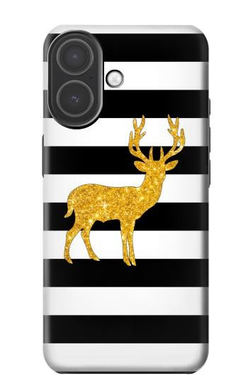 S2794 Black and White Striped Deer Gold Sparkles Hülle Schutzhülle Taschen für iPhone 17