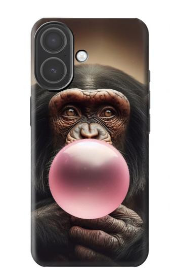 S3973 Chimpanzee Blowing Pink Bubblegum Hülle Schutzhülle Taschen für iPhone 17