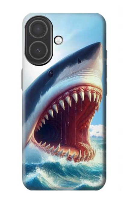 S4004 Oil Color Painting Giant Shark.jpeg Hülle Schutzhülle Taschen für iPhone 17