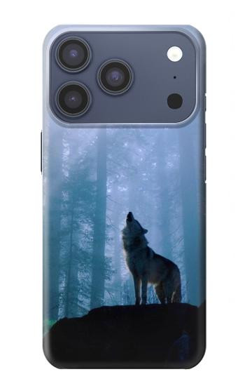 S0935 Wolf Howling in Forest Hülle Schutzhülle Taschen für iPhone 17 Pro, 18 Pro