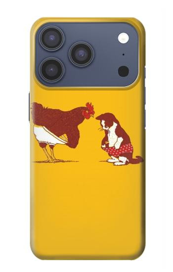 S1093 Rooster and Cat Joke Hülle Schutzhülle Taschen für iPhone 17 Pro, 18 Pro