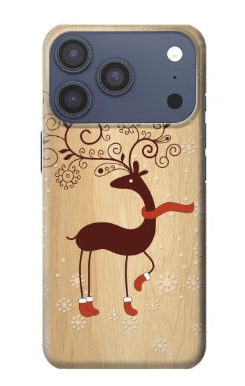 S3081 Wooden Raindeer Graphic Printed Hülle Schutzhülle Taschen für iPhone 17 Pro, 18 Pro