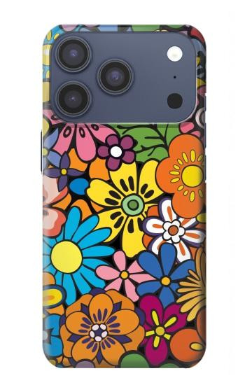 S3281 Colorful Hippie Flowers Pattern Hülle Schutzhülle Taschen für iPhone 17 Pro