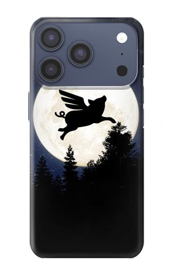 S3289 Flying Pig Full Moon Night Hülle Schutzhülle Taschen für iPhone 17 Pro, 18 Pro