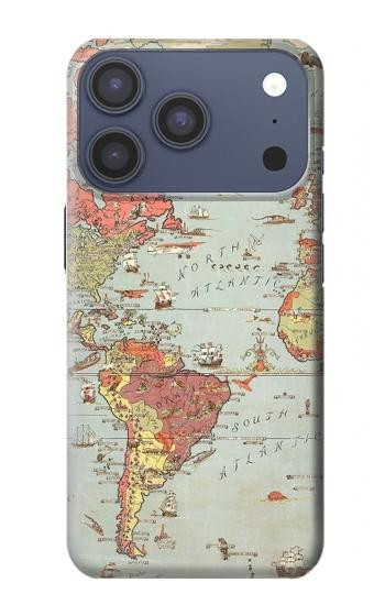 S3418 Vintage World Map Hülle Schutzhülle Taschen für iPhone 17 Pro