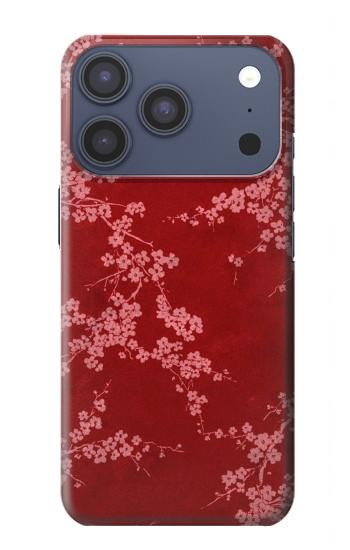 S3817 Red Floral Cherry blossom Pattern Hülle Schutzhülle Taschen für iPhone 17 Pro, 18 Pro