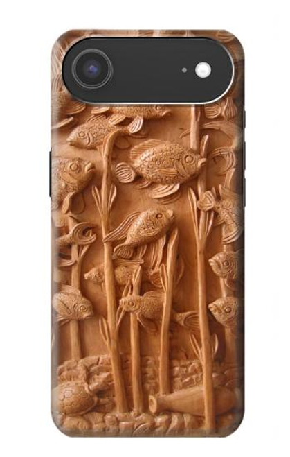 S1307 Fish Wood Carving Graphic Printed Hülle Schutzhülle Taschen für iPhone Air