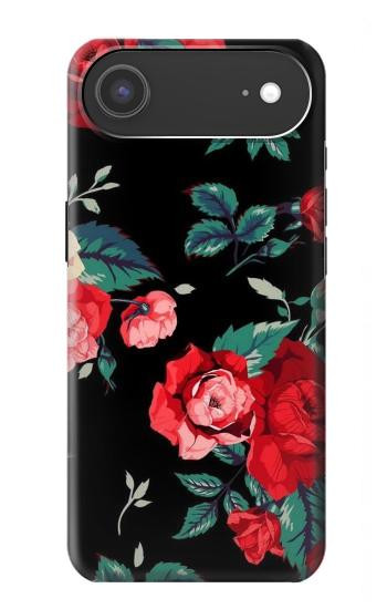 S3112 Rose Floral Pattern Black Hülle Schutzhülle Taschen für iPhone Air