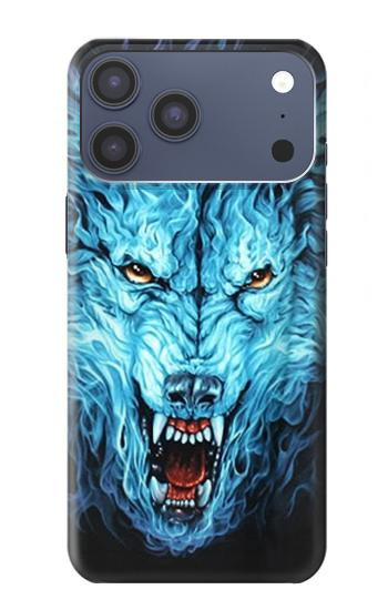 S0752 Blue Fire Grim Wolf Hülle Schutzhülle Taschen für iPhone 17 Pro Max