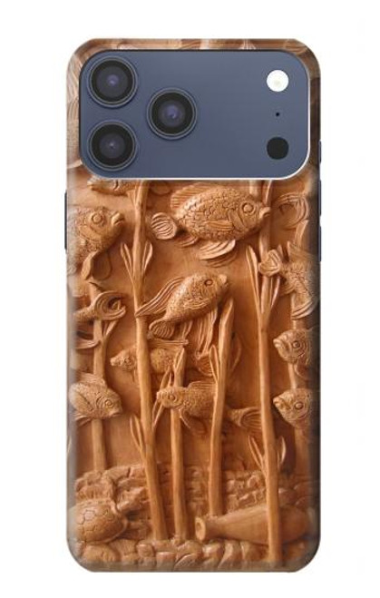S1307 Fish Wood Carving Graphic Printed Hülle Schutzhülle Taschen für iPhone 17 Pro Max