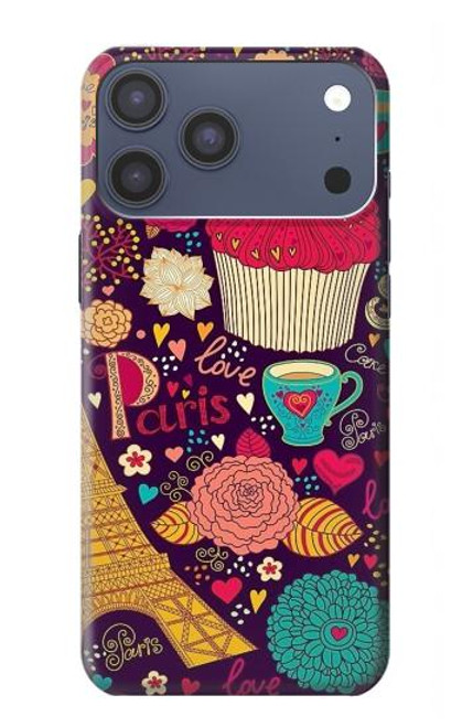S2353 Paris Cartoon Vintage Pattern Hülle Schutzhülle Taschen für iPhone 17 Pro Max