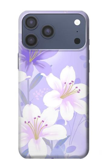 S2361 Purple White Flowers Hülle Schutzhülle Taschen für iPhone 17 Pro Max, 18 Pro Max