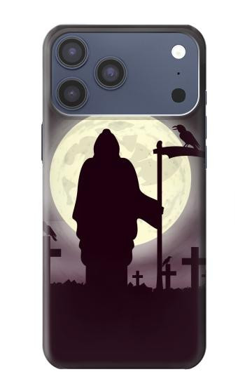 S3262 Grim Reaper Night Moon Cemetery Hülle Schutzhülle Taschen für iPhone 17 Pro Max, 18 Pro Max