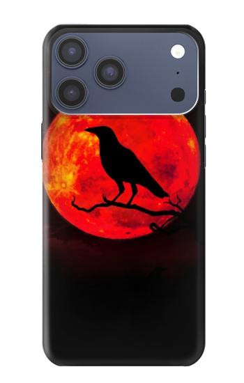 S3328 Crow Red Moon Hülle Schutzhülle Taschen für iPhone 17 Pro Max, 18 Pro Max