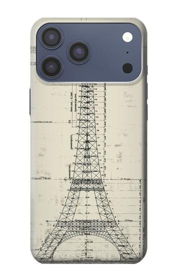 S3474 Eiffel Architectural Drawing Hülle Schutzhülle Taschen für iPhone 17 Pro Max, 18 Pro Max