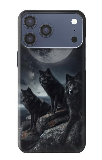 S3970 Black Wolf Full Moon Hülle Schutzhülle Taschen für iPhone 17 Pro Max