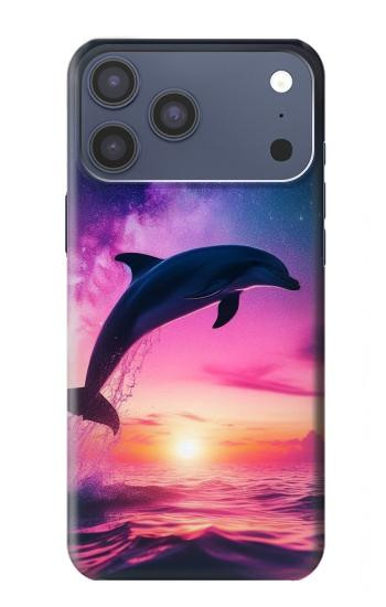 S3980 Dolphin Sunset Milky Way Hülle Schutzhülle Taschen für iPhone 17 Pro Max, 18 Pro Max
