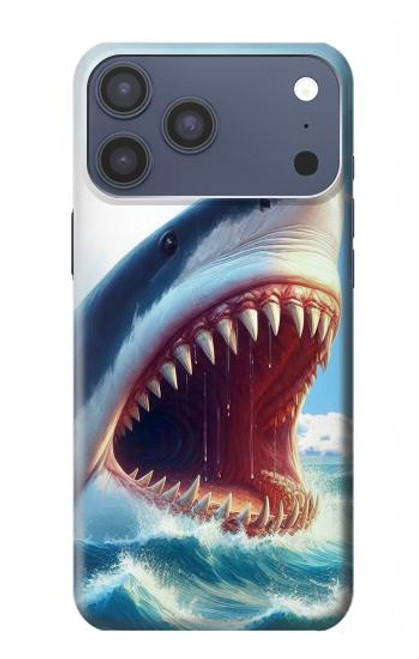 S4004 Oil Color Painting Giant Shark.jpeg Hülle Schutzhülle Taschen für iPhone 17 Pro Max