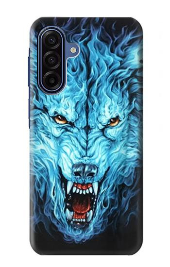 S0752 Blue Fire Grim Wolf Hülle Schutzhülle Taschen für Samsung Galaxy A17